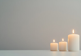 Tealight Candles on Gray Background | Minimalist and Serene Ambiance for Relaxation