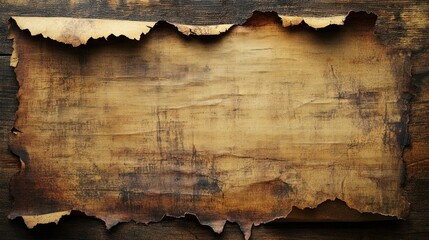 A rustic, ancient Chinese scroll, with faded calligraphy and a torn edge, isolated on a subtle, textured background for emphasis.