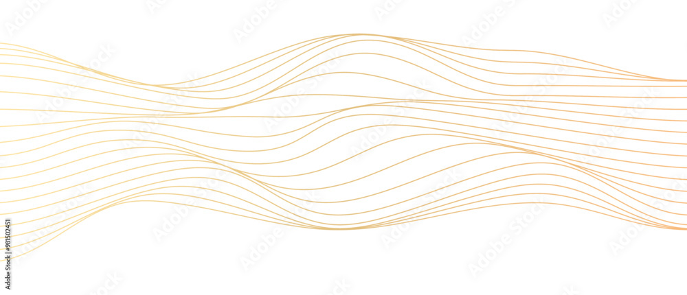 Poster Vector waves flowing smooth (guilloche curves)  gold gradient abstract lines pattern isolated on transparent background. Elegant template for luxury cosmetics, technology, menu, cover, certificate