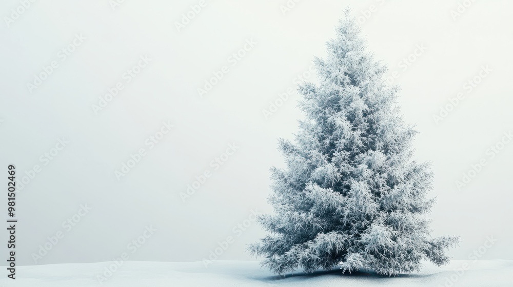 Poster christmas tree in the snow. generative ai transparent background