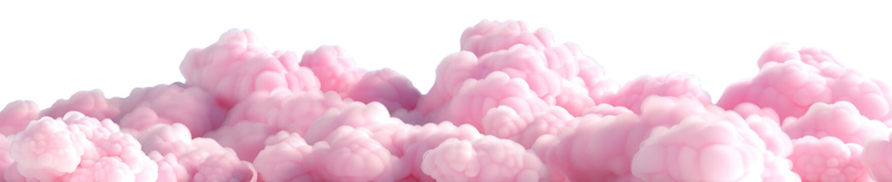 Soft, pastel pink cloud with smooth and fluffy texture, on transparent background. Ideal for use in baby-themed designs, dream-like illustrations. Playful element, cut out. Footer.
