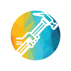 Fototapeta premium Colorful Geometric Hand Holding Hammer Icon Design