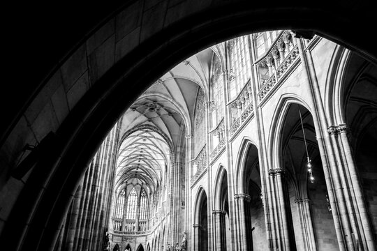 Low angle view of a church ceiling