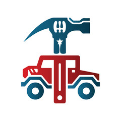 Creative Abstract Graphic of Hammer and Vehicle Design