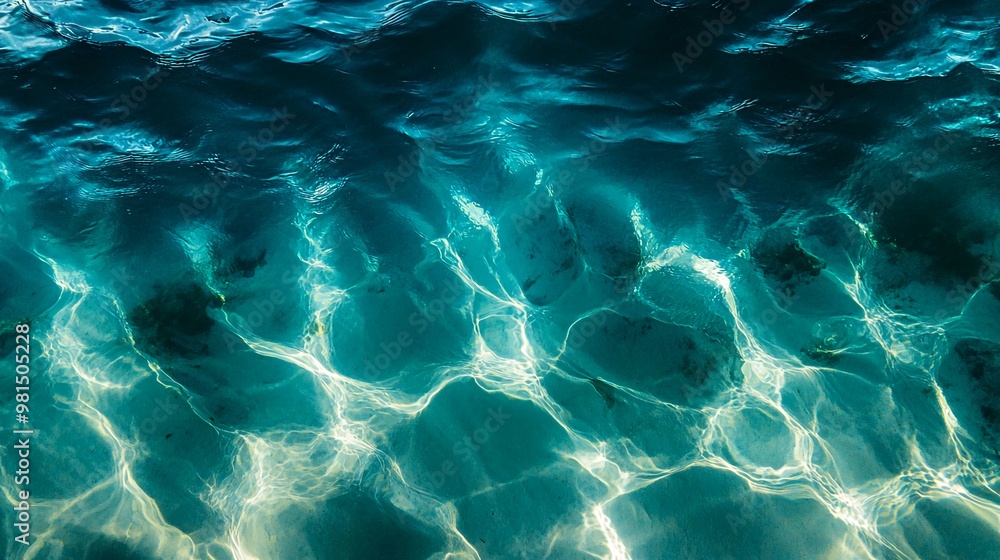 Poster abstract pattern of sunlight reflecting on the surface of the ocean.