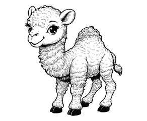 Baby Camel Animal Coloring Page