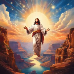 Jesus floating over the Grand Canyon