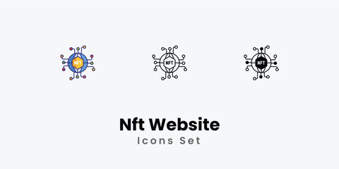 Nft Website Icons thin line and glyph vector icon stock illustration