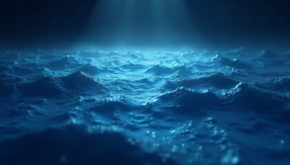 Fototapeta premium Teal Cosmic Sea with Fluid Waves and Shimmering Light