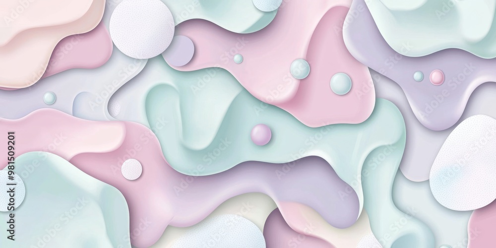Aufkleber abstract background with pastel colors and shapes in the form of dots, bubbles, or spots generative 