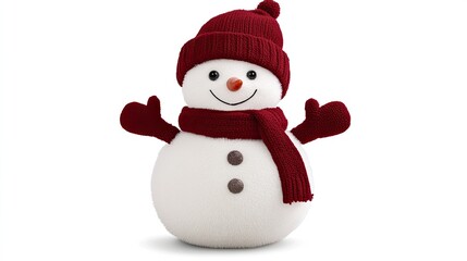 A charming snowman sits proudly, adorned with a bright red hat and scarf, emphasizing the festive atmosphere of winter and the joy of the holiday season