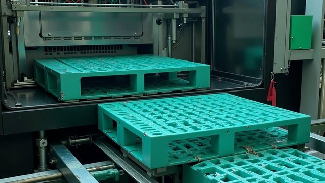 Industrial plastic pallets production line in a modern factory