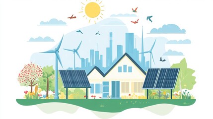 Fototapeta premium Harness renewable energy to protect our planet and embrace corporate social responsibility. Together, we can ensure a greener and more sustainable future for generations to come. 