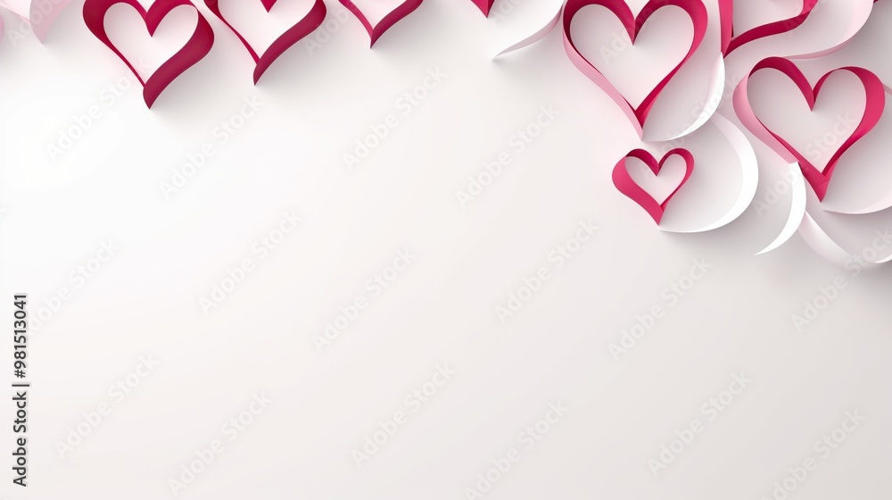 Sticker pink and white paper hearts