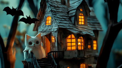 halloween cat in the night