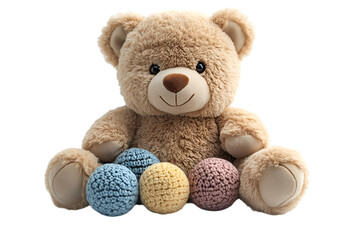 Obraz premium a teddy bear with several colored balls