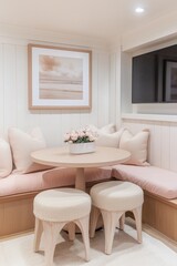 Fototapeta premium cozy dining nook with pink and white accent