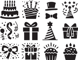 birthday vector icons set. Cream Cake vector