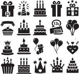 Party cake icon set vector