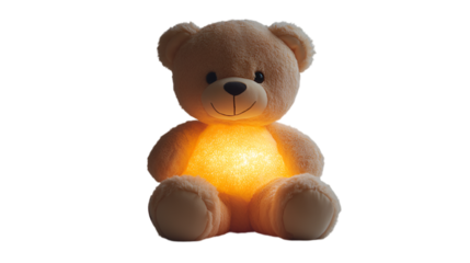 a stuffed bear with a light on it. 