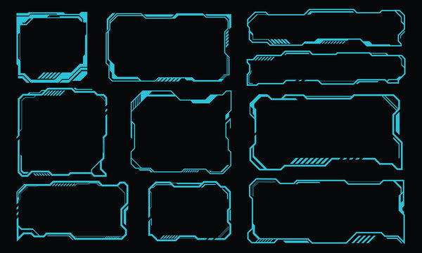 Collection of different abstract futuristic hud borders