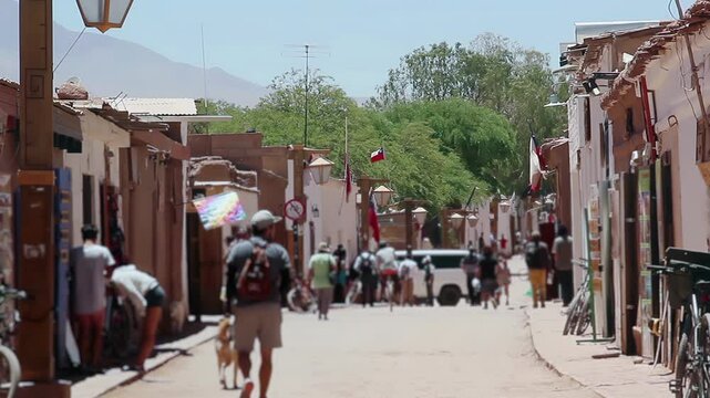 Calle Caracoles: Main Street of San Pedro de Atacama, Chile - 4K Resolution