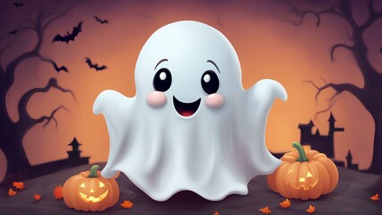 Halloween Ghost, Halloween Copy Space, Halloween Pumpkin, Halloween Illustration, Halloween Ghost, Halloween Concept