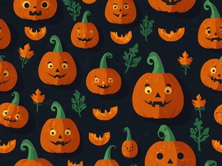 Pumpkin head in flat design.