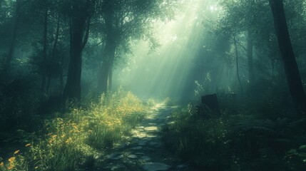 sun rays in the forest