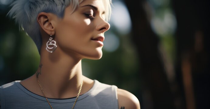 Non-binary person with gender-neutral symbol.