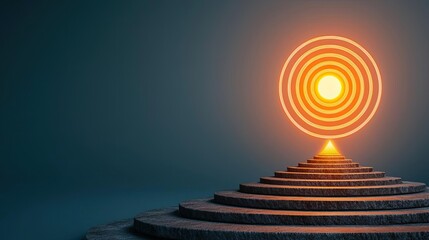 A conceptual image of a strategic path leading to a glowing target, illustrating the journey and alignment of actions towards success