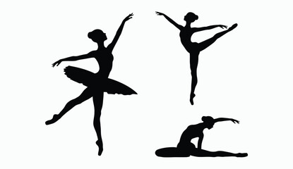 Fototapeta premium Ballerina dancing silhouette EPS vector art illustration template