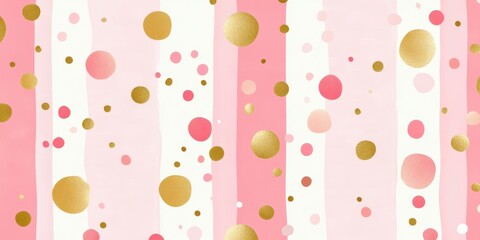 Seamless pattern, pink and gold, dots, stripes, seamless patterns, feminine aesthetic Generative AI
