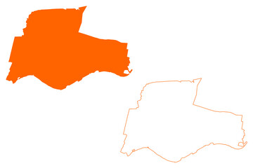 Renkum municipality (Kingdom of the Netherlands, Holland, Gelderland or Guelders province) map vector illustration, scribble sketch Renkum map