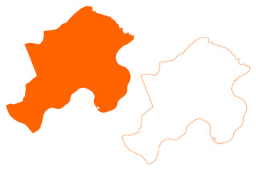 Rheden municipality (Kingdom of the Netherlands, Holland, Gelderland or Guelders province) map vector illustration, scribble sketch Rheden map