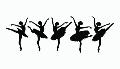 Ballerina dancing silhouette EPS vector art illustration template