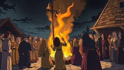 Obraz premium Tales of Witch Hunts and Superstition in Medieval Europe