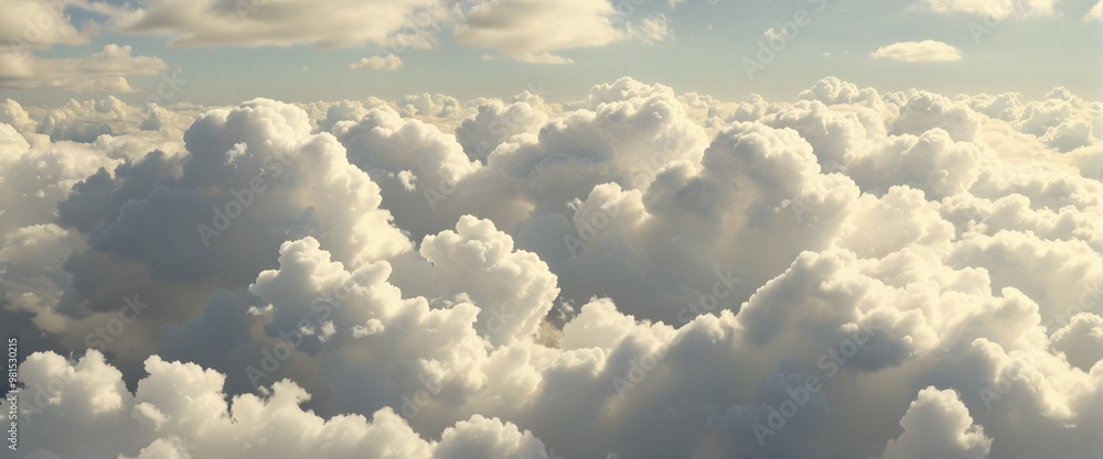 Poster isolated floating cloudscape with explosive sunshine on transparent background