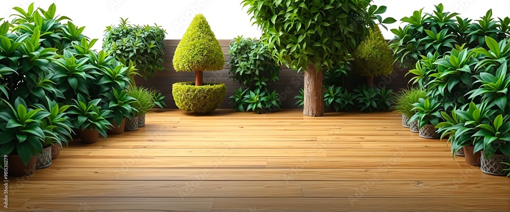 Poster isolated green shrub on transparent background for patio and deck spaces