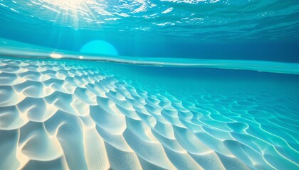 Obraz premium Isolated Tropical Underwater Scene with Sunlight Reflections and Marine Life on Transparent Background