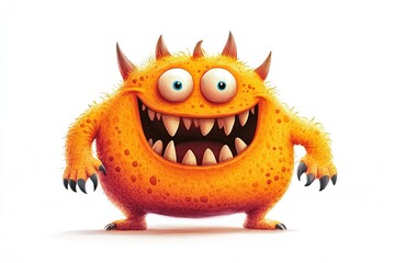 Fototapeta premium Illustration of funny cartoon monster on white background. Halloween holiday