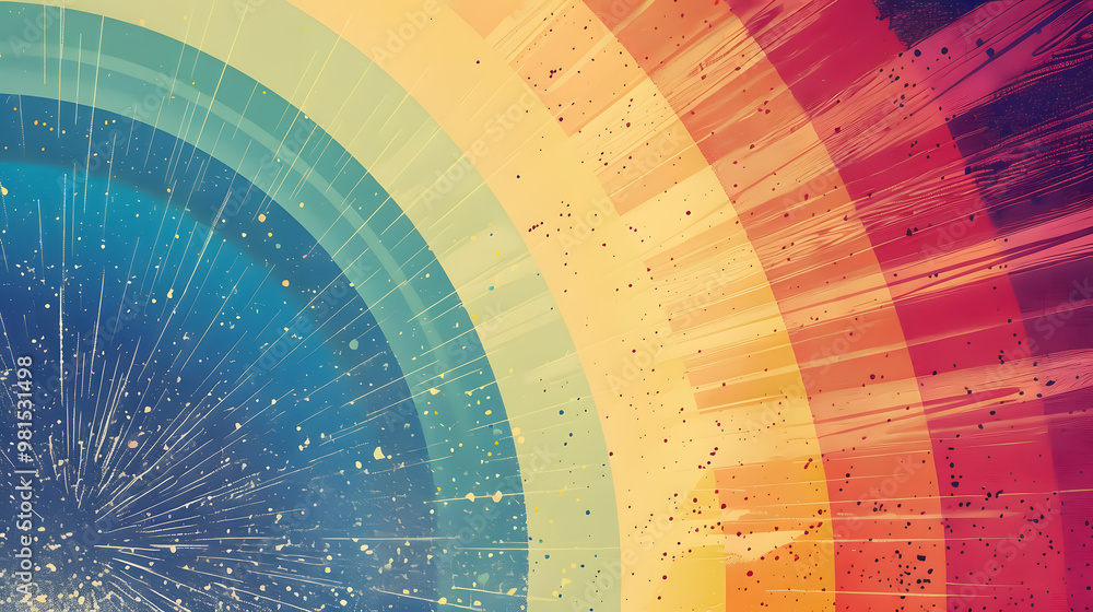 Poster retro gradient background with grain texture