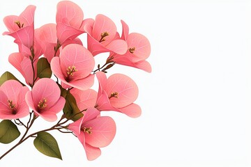 Pink Bougainvillea flowers isolated on white background.