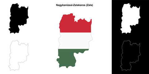 Nagykanizsai-Zalakaros district outline map set