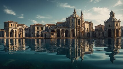 Naklejka premium The city of Atlantis, now hidden beneath the sea, offers secrets of its ancient history