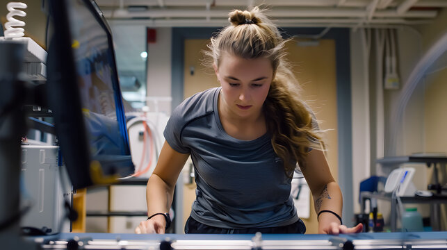 Runner testing her performance in a sports science lab