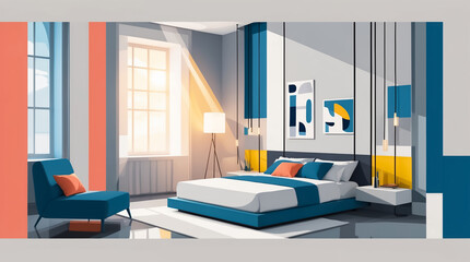 Bedroom interior design illustration