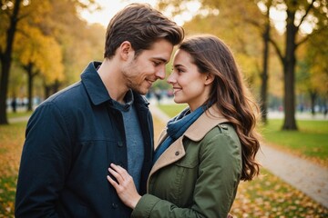 Fototapeta premium portrait of Romantic young couple at park