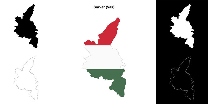 Sarvar district outline map set