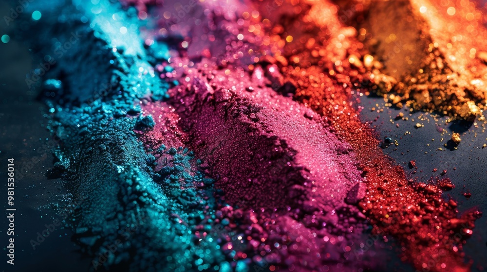 Poster a vibrant and colorful powder explosion rendered in an abstract and artistic style that captivates t